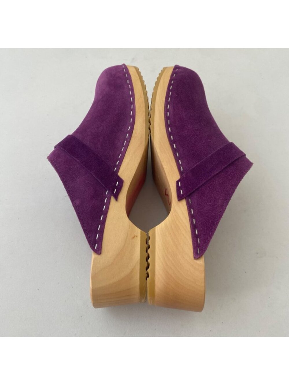 Swedish Hasbeens Husband Clogs Shoes Purple Suede - Picture 7 of 12